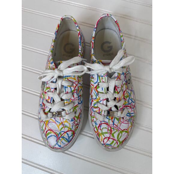 G by Guess Womens Backer Faux Leather Flat Fashion Sneakers Multicolor Size 9 - Picture 2 of 5